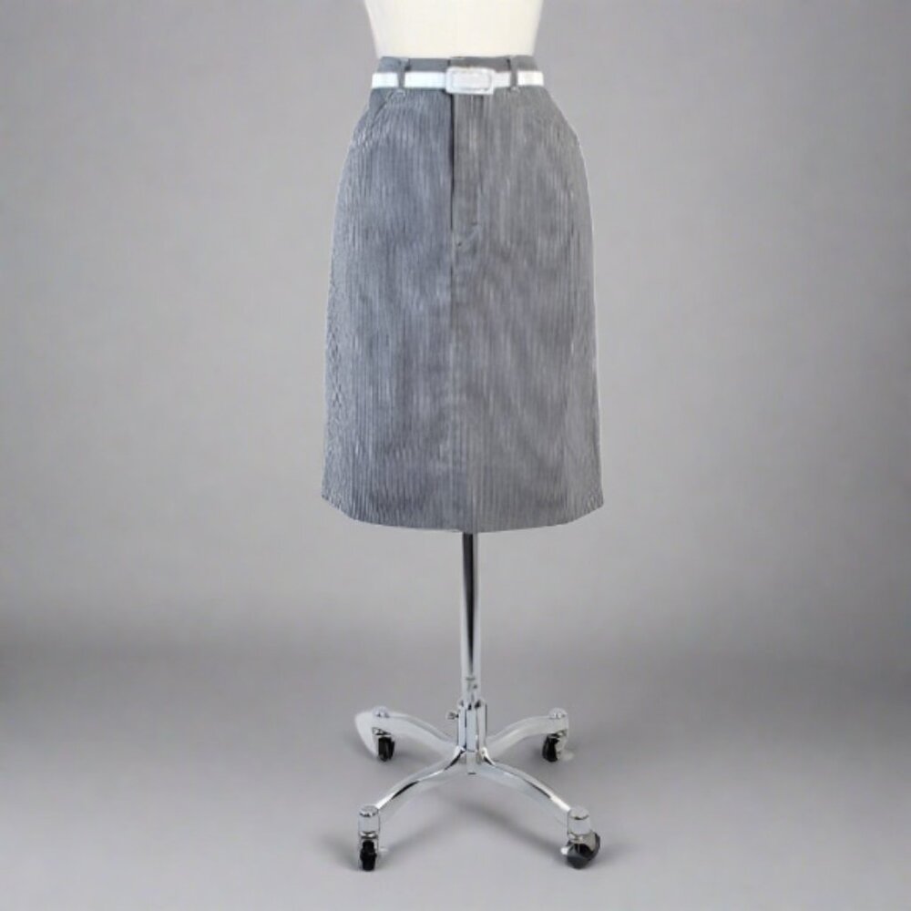 Vintage 80's French Hickory Stripe Denim Pencil Skirt S